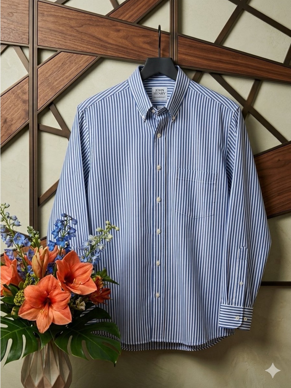 John Henry Blue Stripe Button-Down Dress Shirt